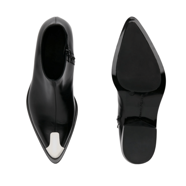 Boots Bottines ALEXANDER MCQUEEN Punk cuir noir bout métal