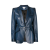 Veste blazer cintré cuir agneau bleu nuit