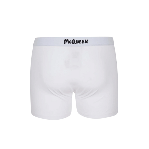 Boxer ALEXANDER MCQUEEN coton blanc graffiti signature noire