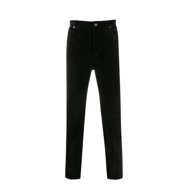 Pantalon SAINT LAURENT Jeans cuir noir chevre velours