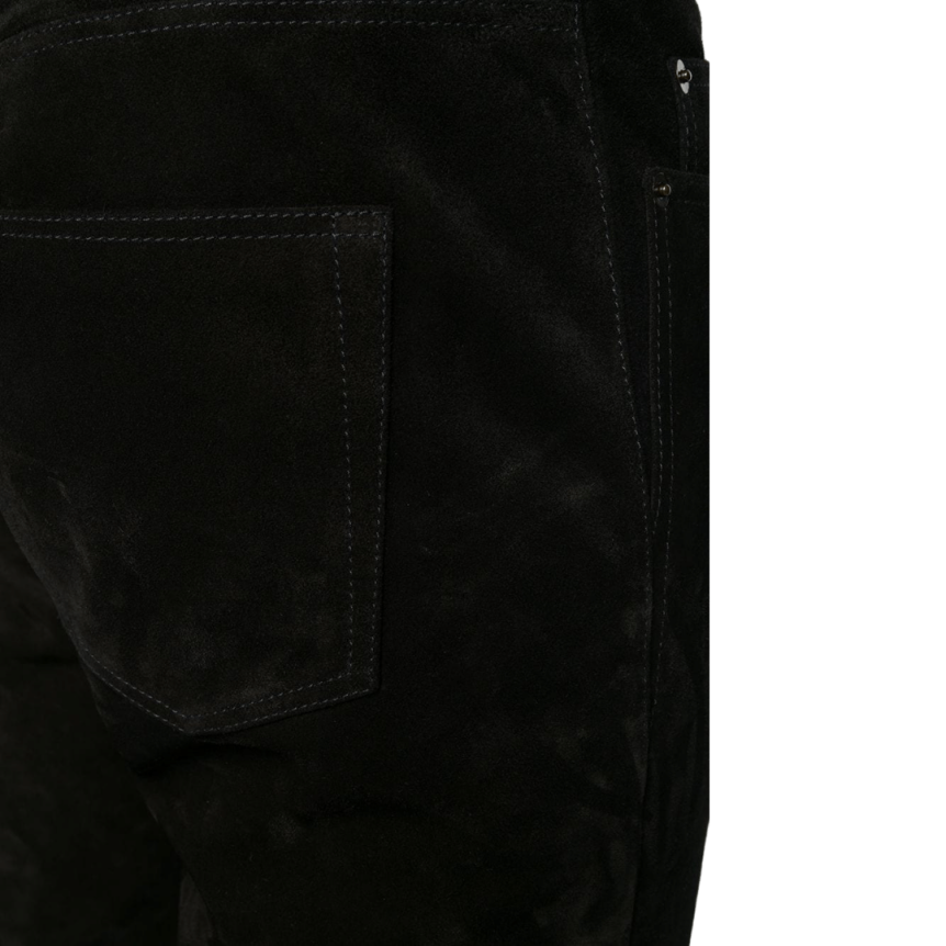 Pantalon SAINT LAURENT Jeans cuir noir chevre velours