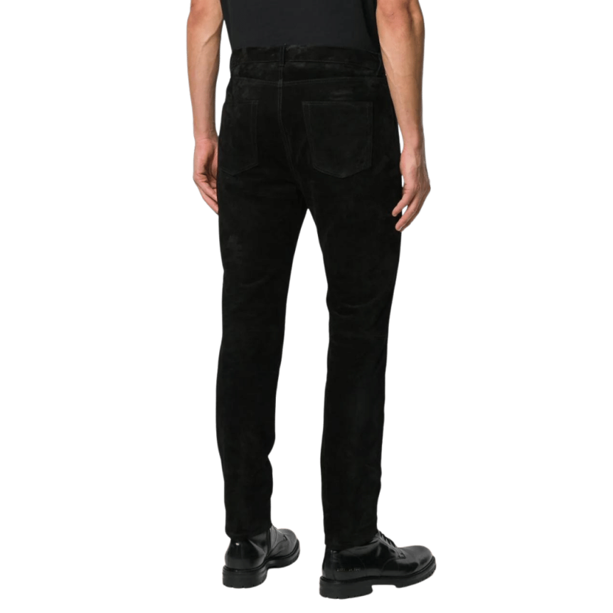Pantalon SAINT LAURENT Jeans cuir noir chevre velours