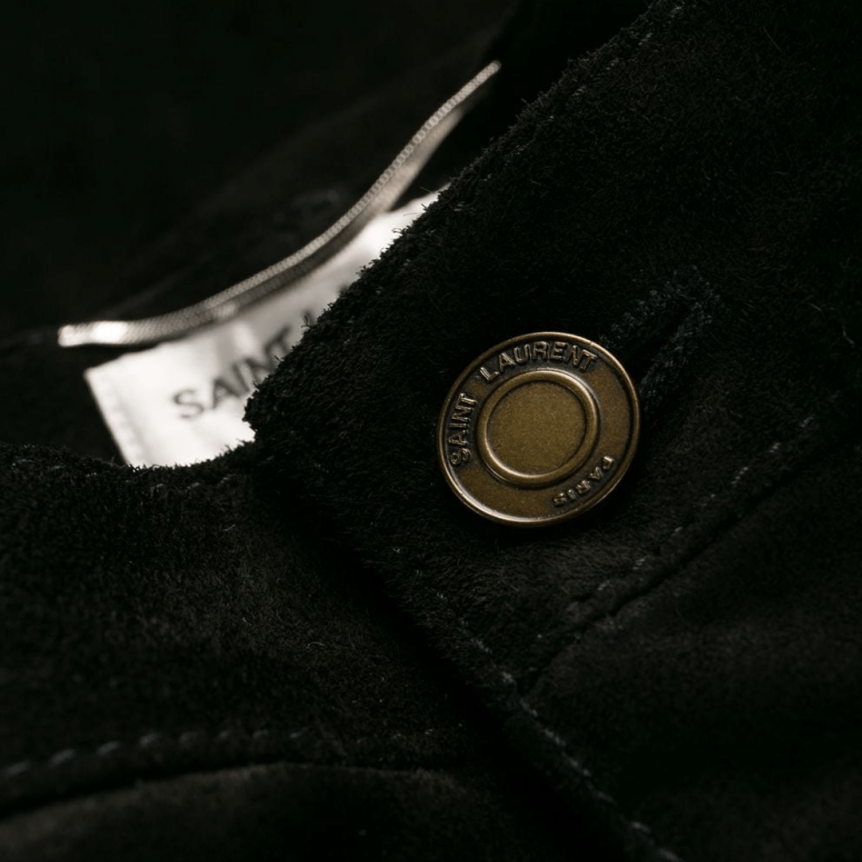 Pantalon SAINT LAURENT Jeans cuir noir chevre velours