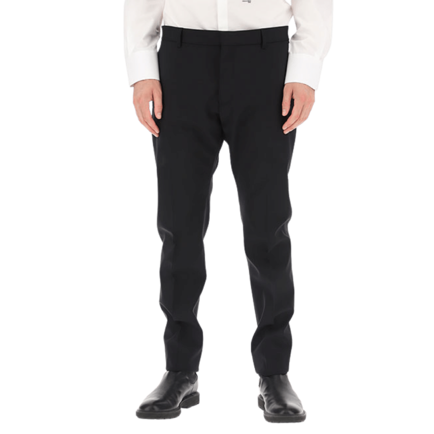 Pantalon DSQUARED laine noire fermeture crochet passants ceinture