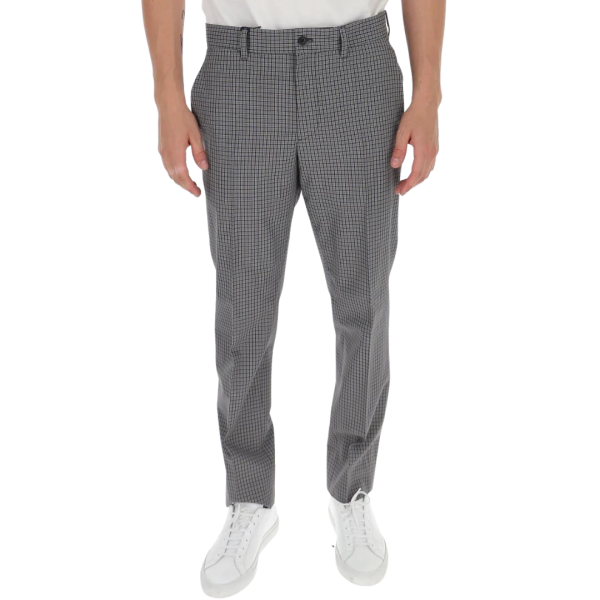 Pantalon PRADA fuselé carreaux bleu noir beige