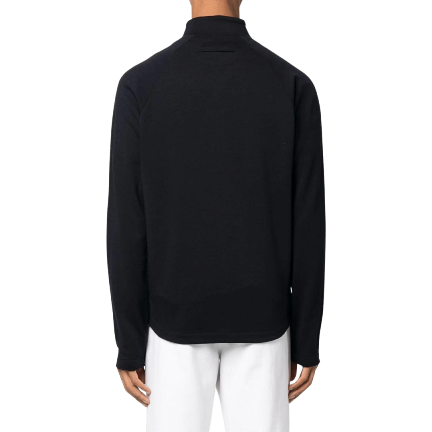 Pull zippé ZEGNA laine fine bleu marine