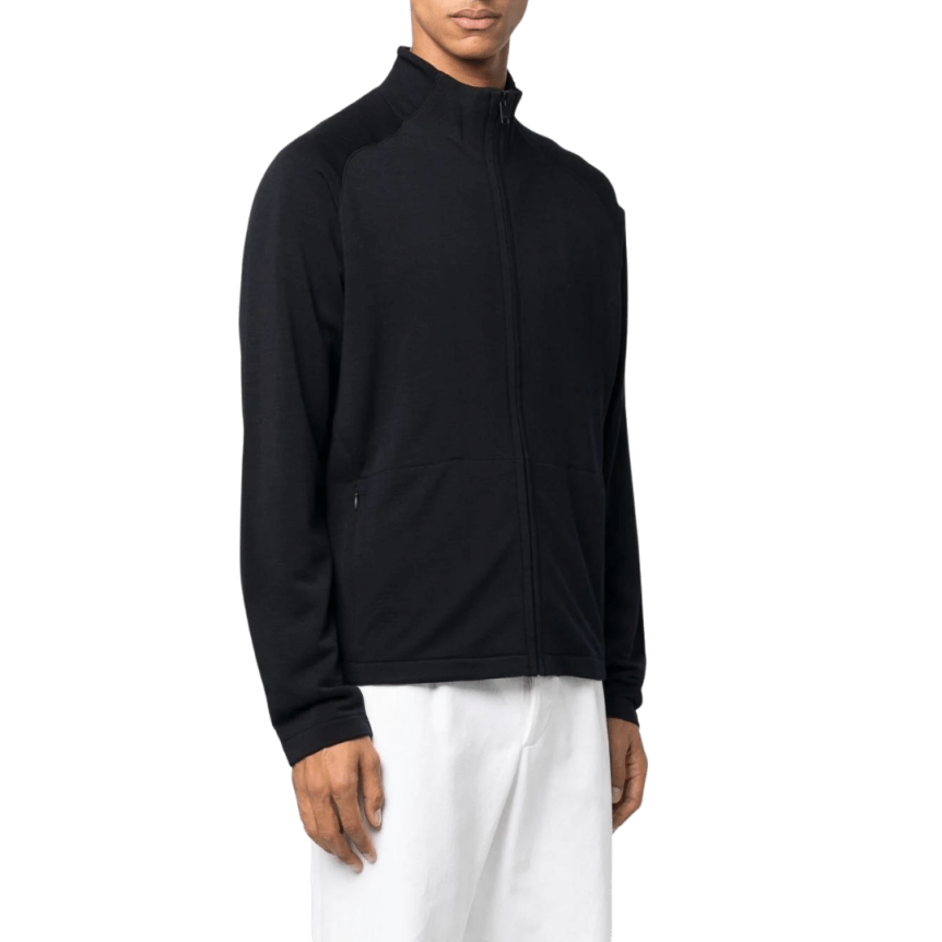 Pull zippé ZEGNA laine fine bleu marine