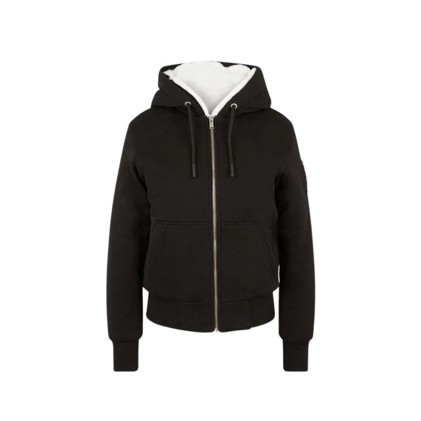 Sweat-shirt Blouson à capuche MOOSE KNUCKLES jersey gris fourrure blanche