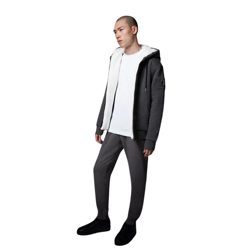 Sweat-shirt Blouson à capuche MOOSE KNUCKLES jersey gris fourrure blanche
