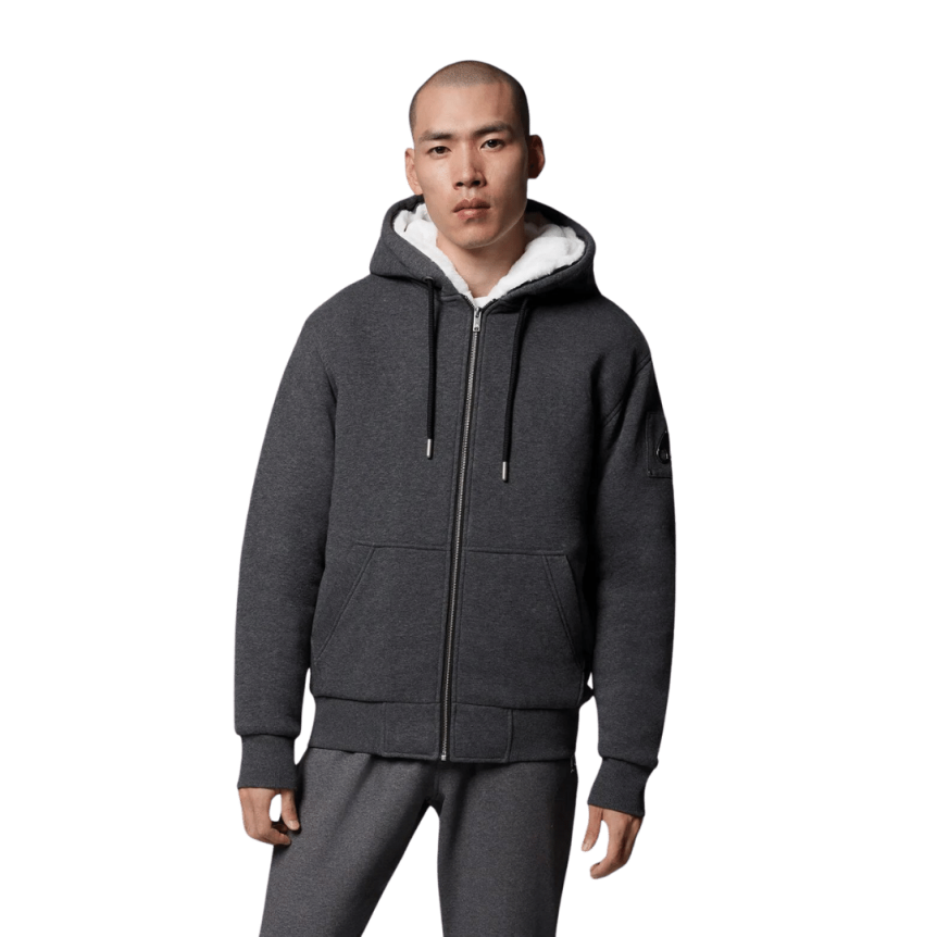 Sweat-shirt Blouson à capuche MOOSE KNUCKLES jersey gris fourrure blanche