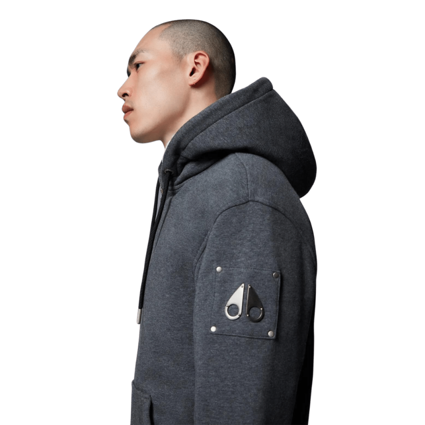 Sweat-shirt Blouson à capuche MOOSE KNUCKLES jersey gris fourrure blanche