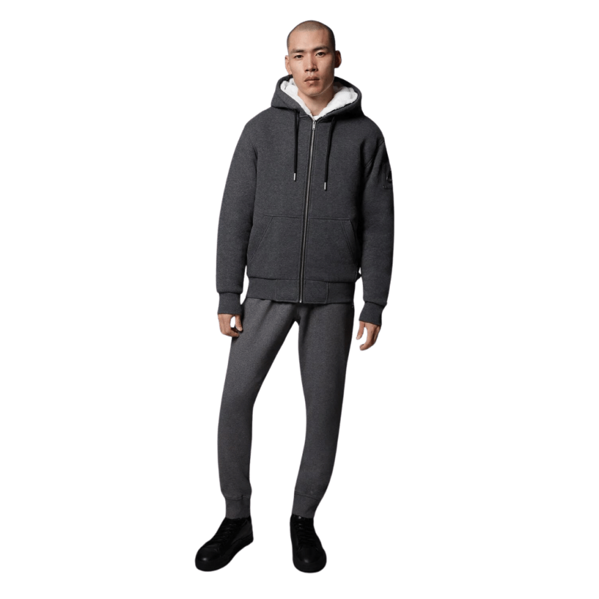 Sweat-shirt Blouson à capuche MOOSE KNUCKLES jersey gris fourrure blanche