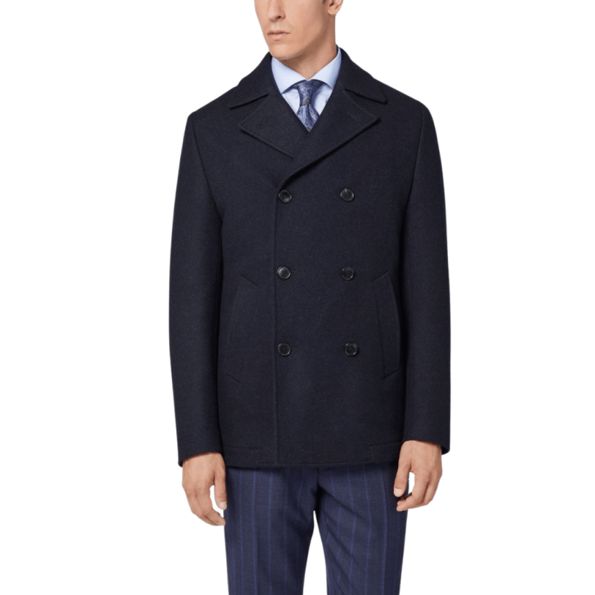 Caban CORNELIANI Peacoat laine vierge double face bleu marine