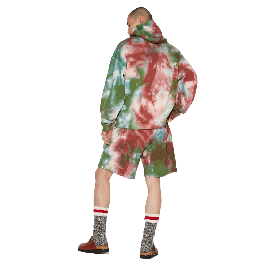 Short DSQUARED Bermuda coton Tie & Dye Rose vert Logo noir