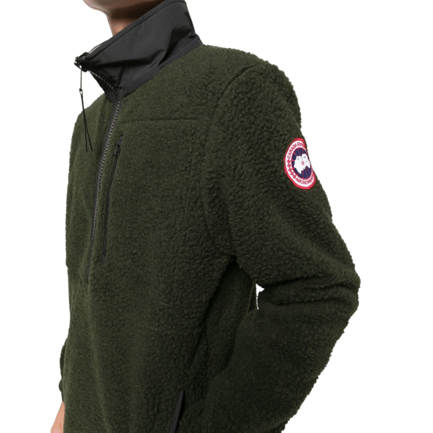 Pull CANADA GOOSE col montant zippé Renfrew Polaire Kaki