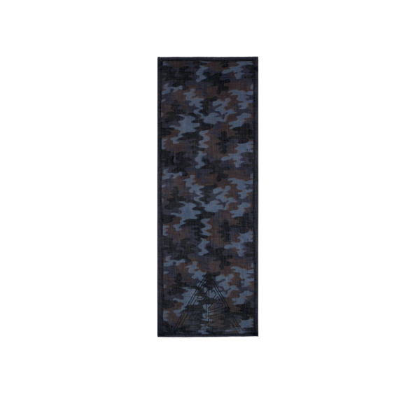 Echarpe LANVIN laine cachemire Camouflage Gris bleu marron