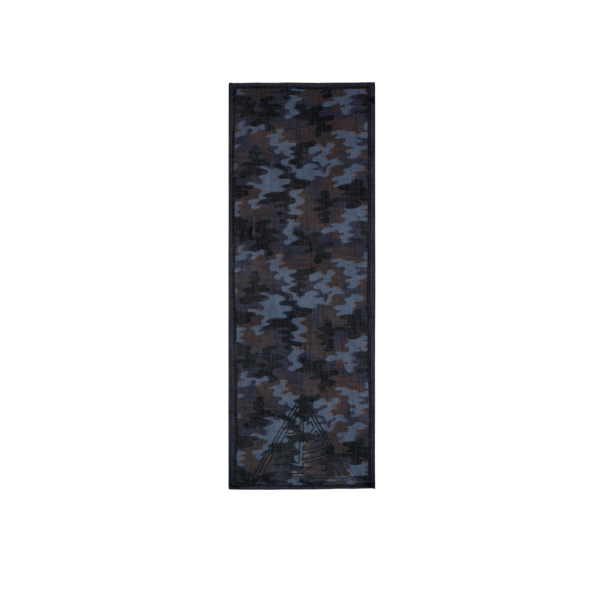 Echarpe LANVIN laine cachemire Camouflage Gris bleu marron