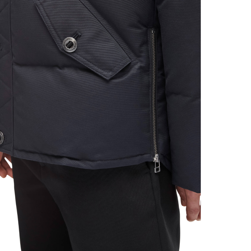 Parka MOOSE KNUCKLES 3Q Nylon bleu marine capuche fourrure noire