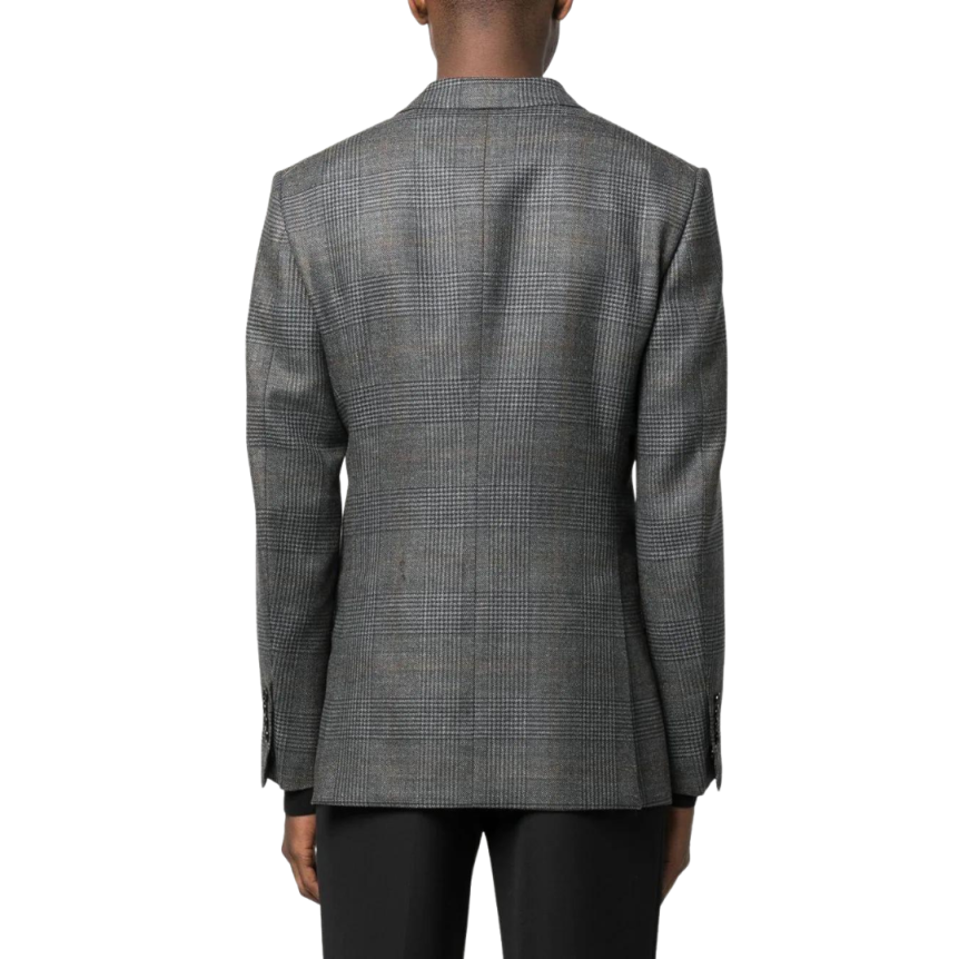 Veste blazer TOM FORD Prince de Galles laine carreaux gris noir