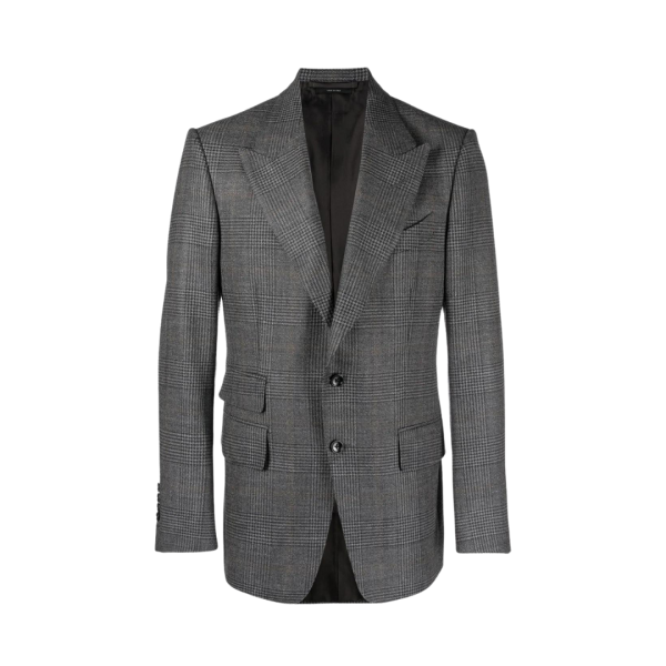 Veste blazer TOM FORD Prince de Galles laine carreaux gris noir