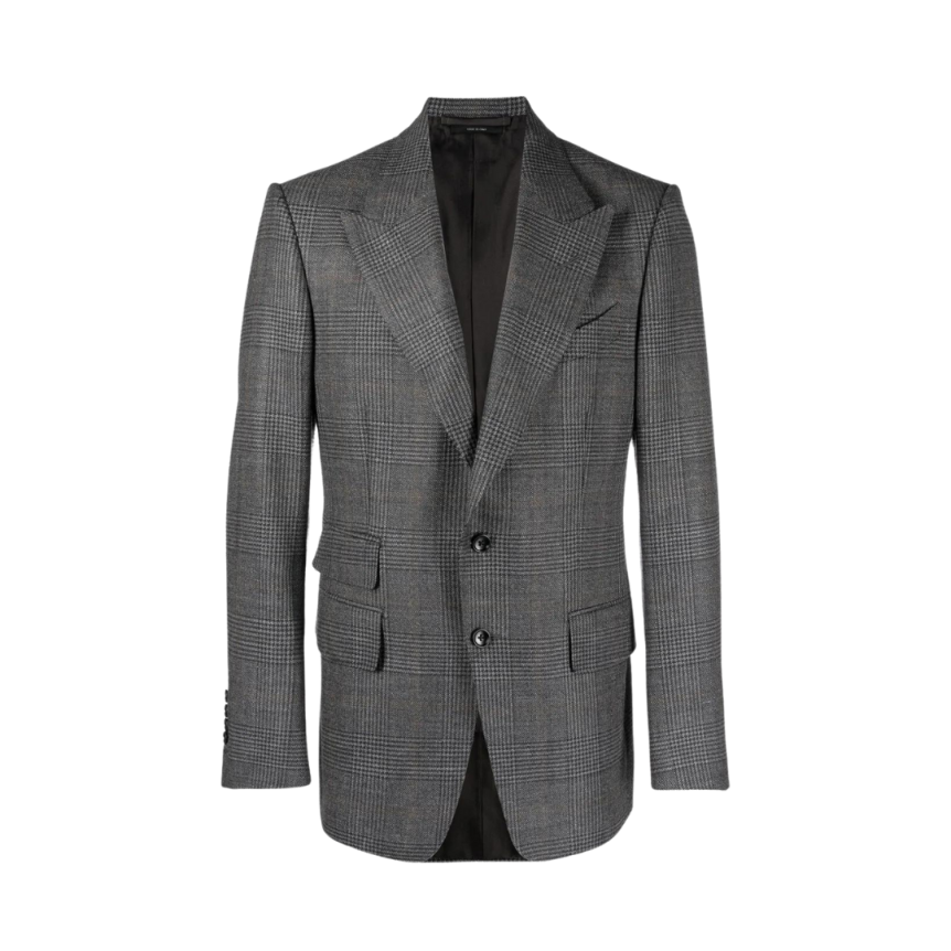 Veste blazer TOM FORD Prince de Galles laine carreaux gris noir