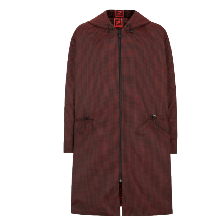 Parka réversible à capuche Pied de poule FF Noir Rouge