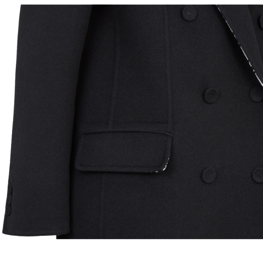 Manteau croisé réversible FENDI laine noire FF Noir blanc