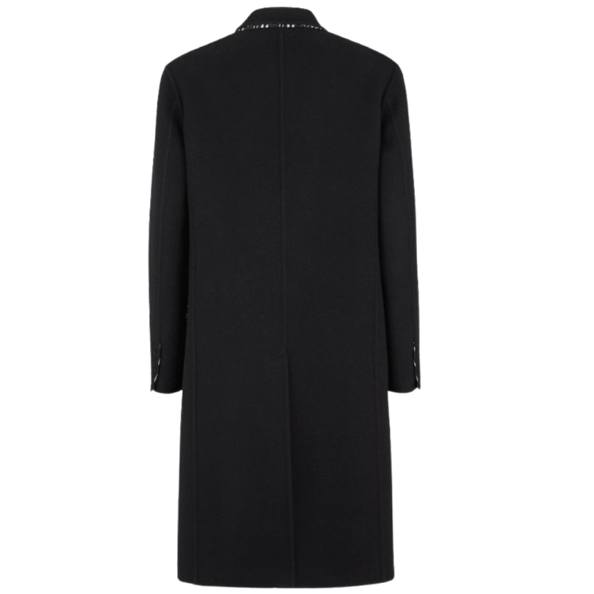 Manteau croisé réversible FENDI laine noire FF Noir blanc