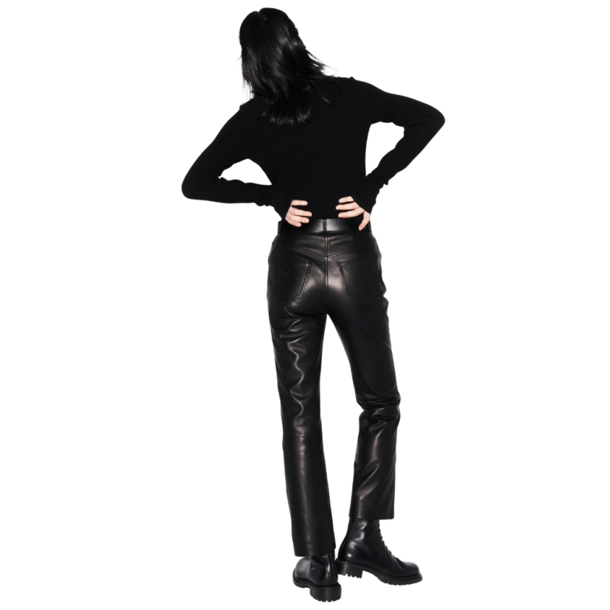 Pantalon BARBARA BUI Bootleg cuir agneau noir