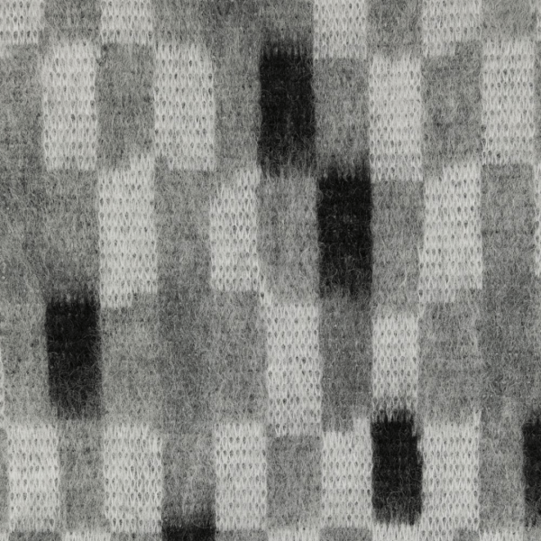 Echarpe AMIRI laine mohair alpaga damier gris noir Franges