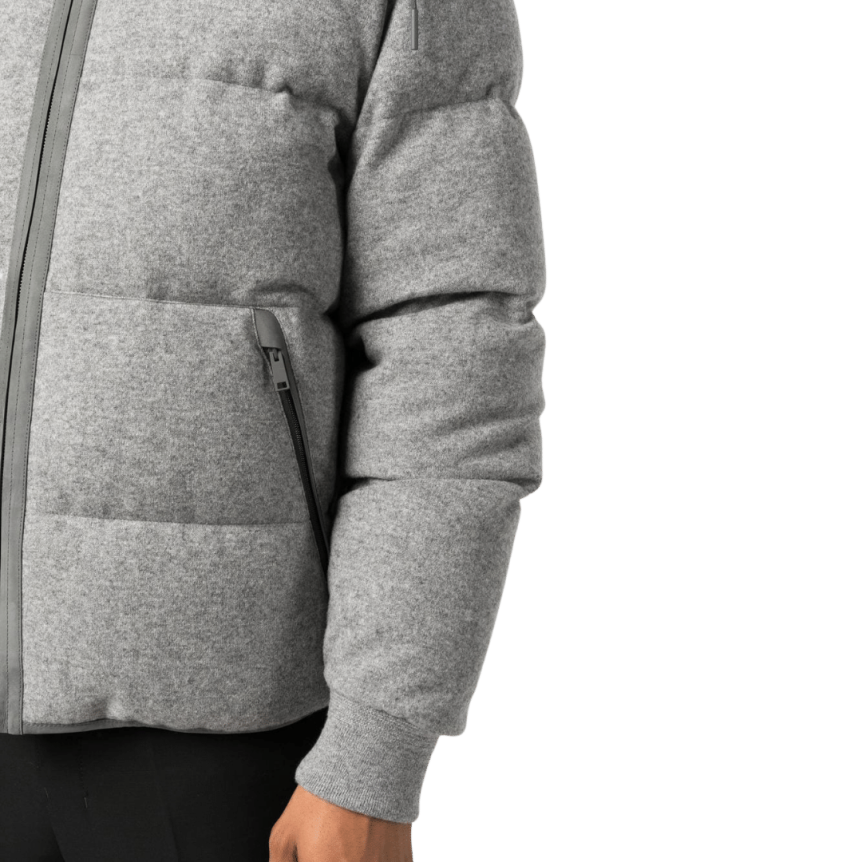 Doudoune ZEGNA blouson matelassé à capuche Oasi Cashmere flanelle grise