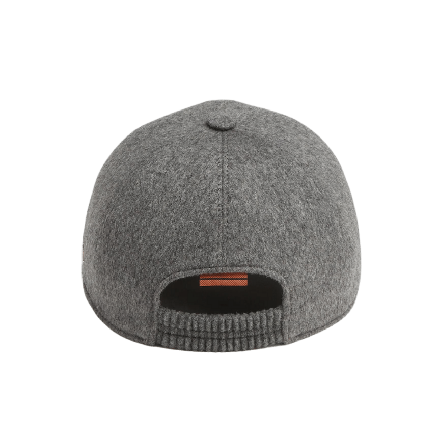Casquette de baseball ZEGNA cachemire gris plaque logo