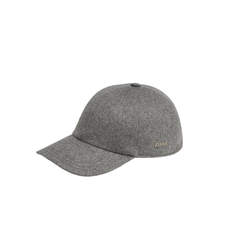 Casquette de baseball ZEGNA cachemire gris plaque logo