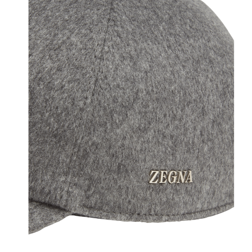 Casquette de baseball ZEGNA cachemire gris plaque logo