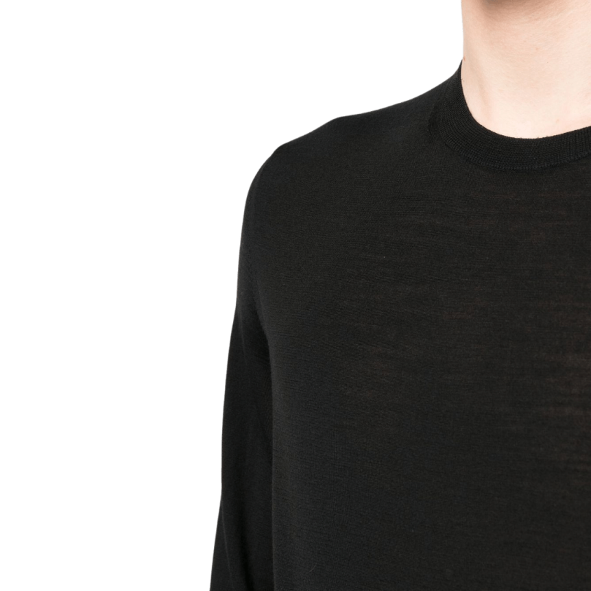 Pull col rond ZEGNA maille fine laine noire