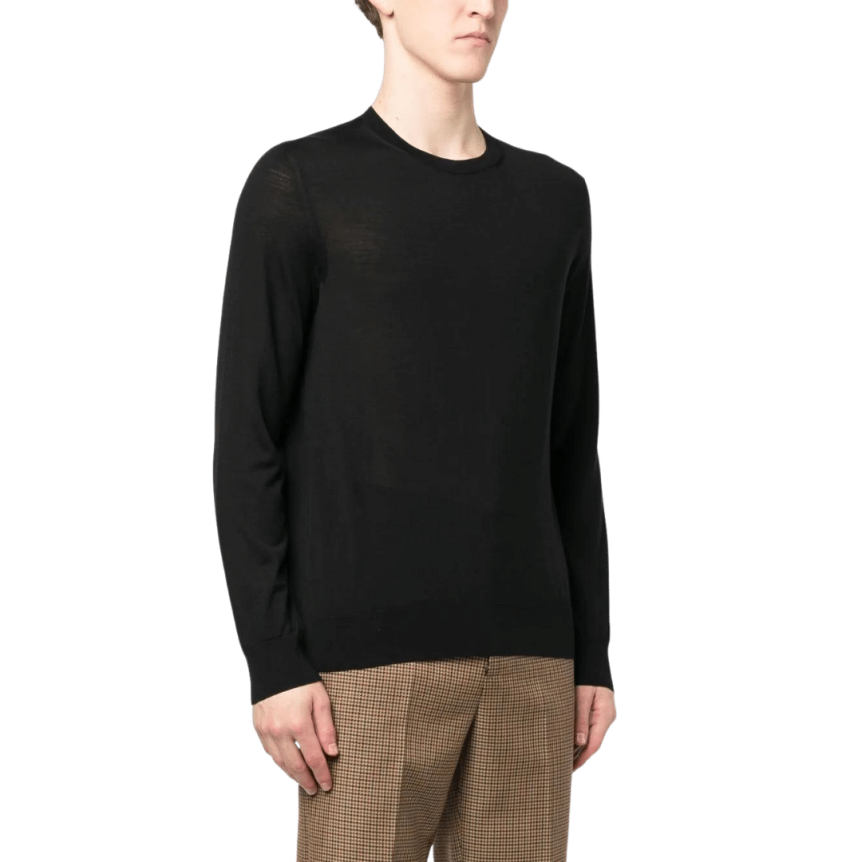 Pull col rond ZEGNA maille fine laine noire