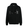 Hoodie en coton noir à logo ICON vernis