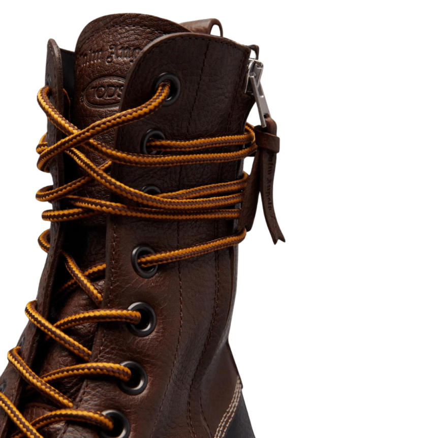 Moncler X Palm Angels Bottes en cuir Winter Gommino Noir marron