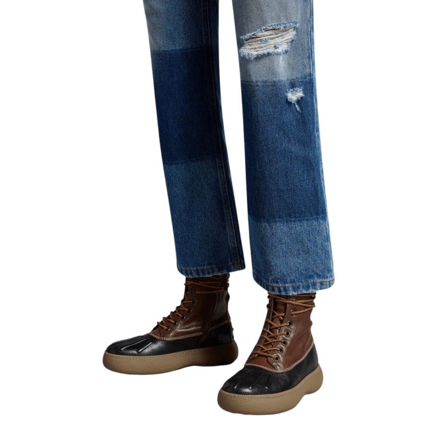 Moncler X Palm Angels Bottes en cuir Winter Gommino Noir marron