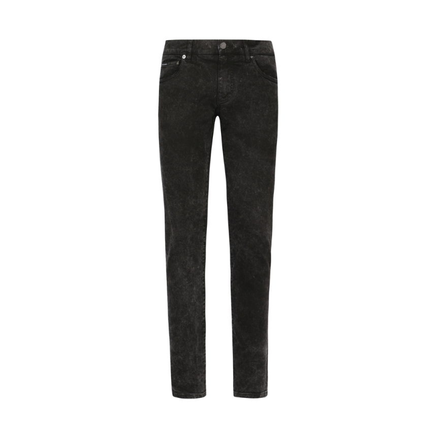 Jean DOLCE & GABBANA skinny denim stretch noir effet marbré