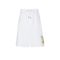 Short jogging jersey coton blanc imprimé hawaïen fleurs broderie DG