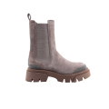 Bottines boots Chelsea daim marron taupe strass semelle crantée