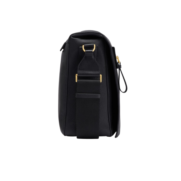Grand Sac Messenger TOM FORD Icon cuir grainé noir Bandoulière
