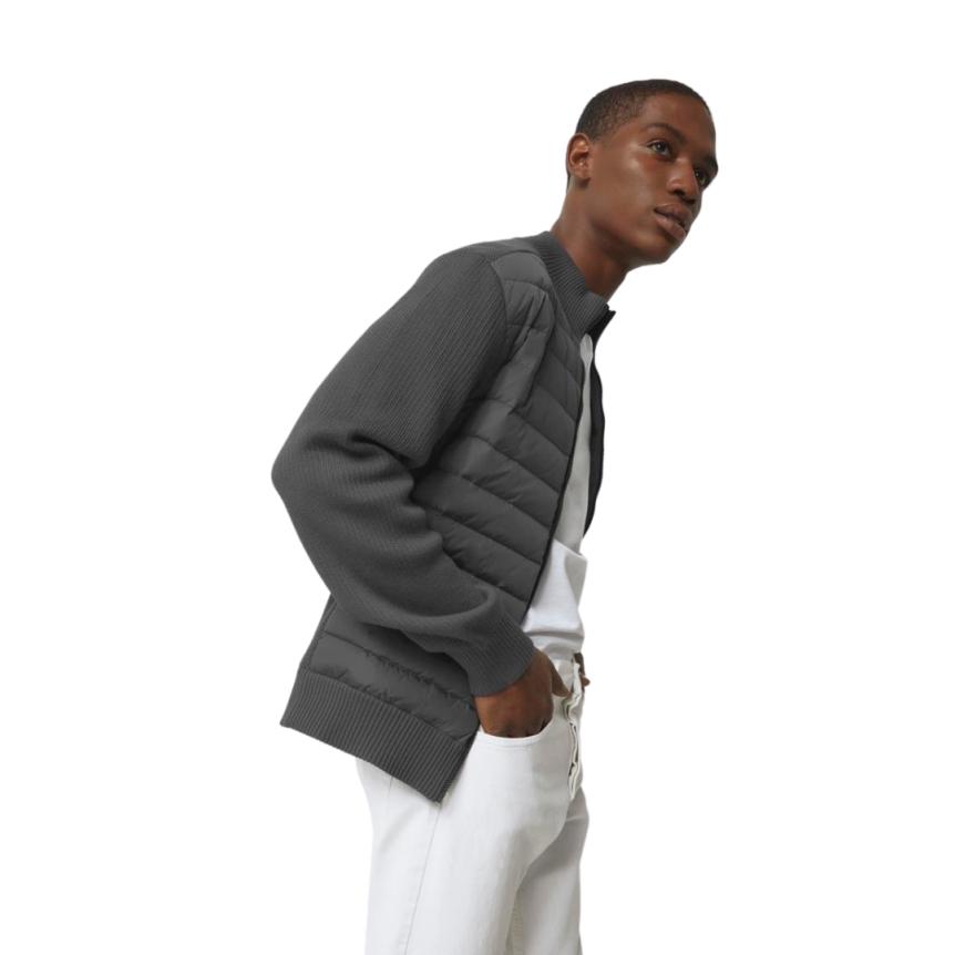 Veste cardigan CANADA GOOSE Hybridge zippé bi matière gris anthracite