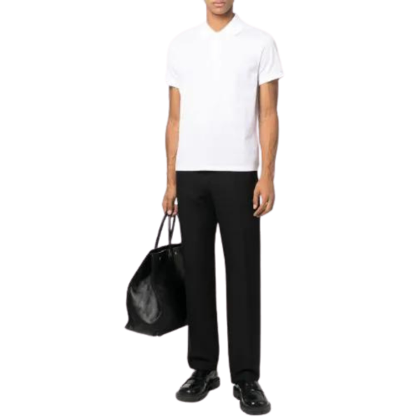 Polo SAINT LAURENT manches courtes coton bio blanc logo Monogramme blanc