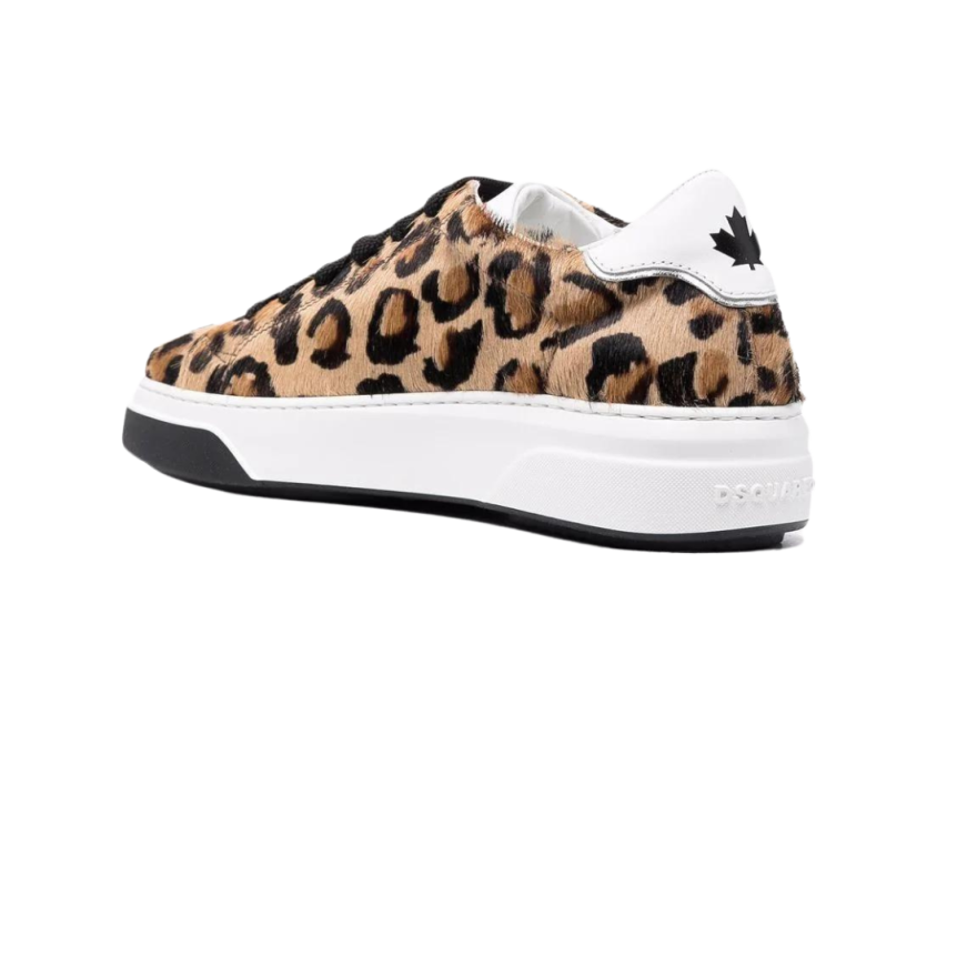 Baskets basses DSQUARED cuir façon poulain léopard