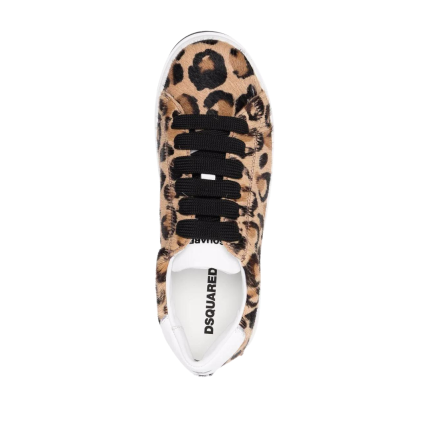 Baskets basses DSQUARED cuir façon poulain léopard