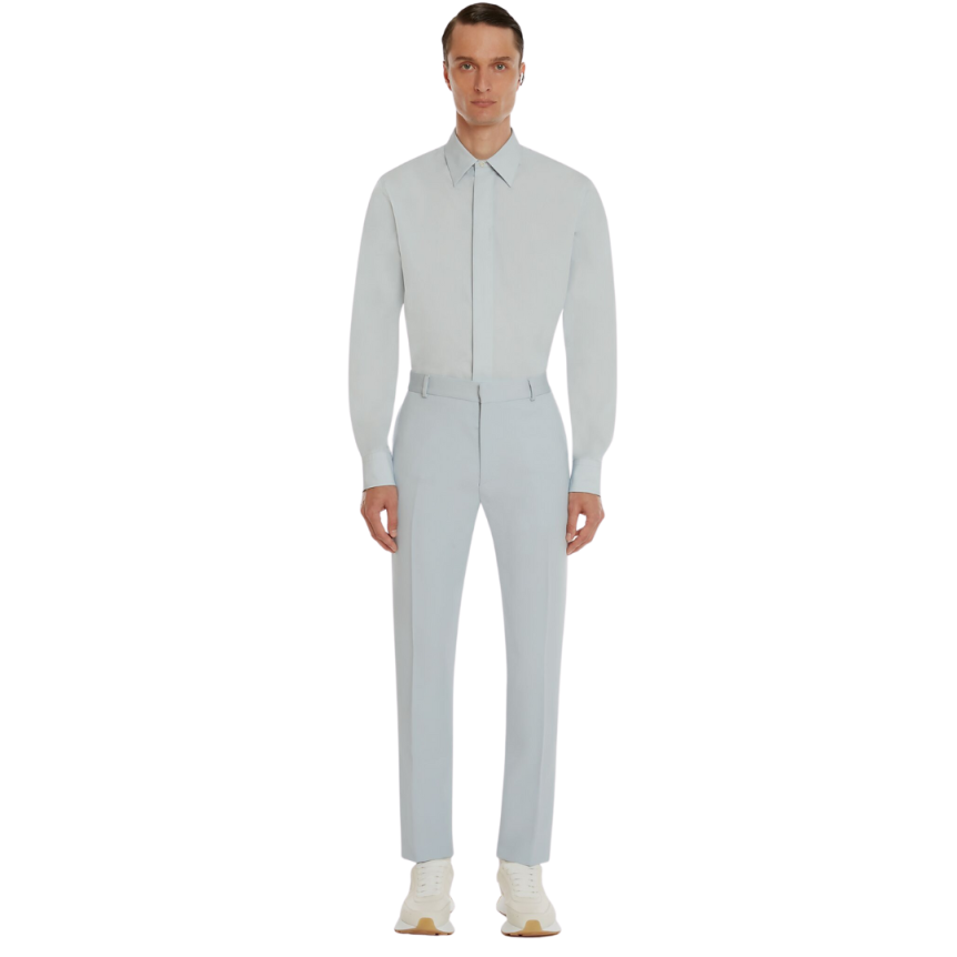Chemise ALEXANDER MCQUEEN Popeline coton épaules Tombantes Bleu Nuage