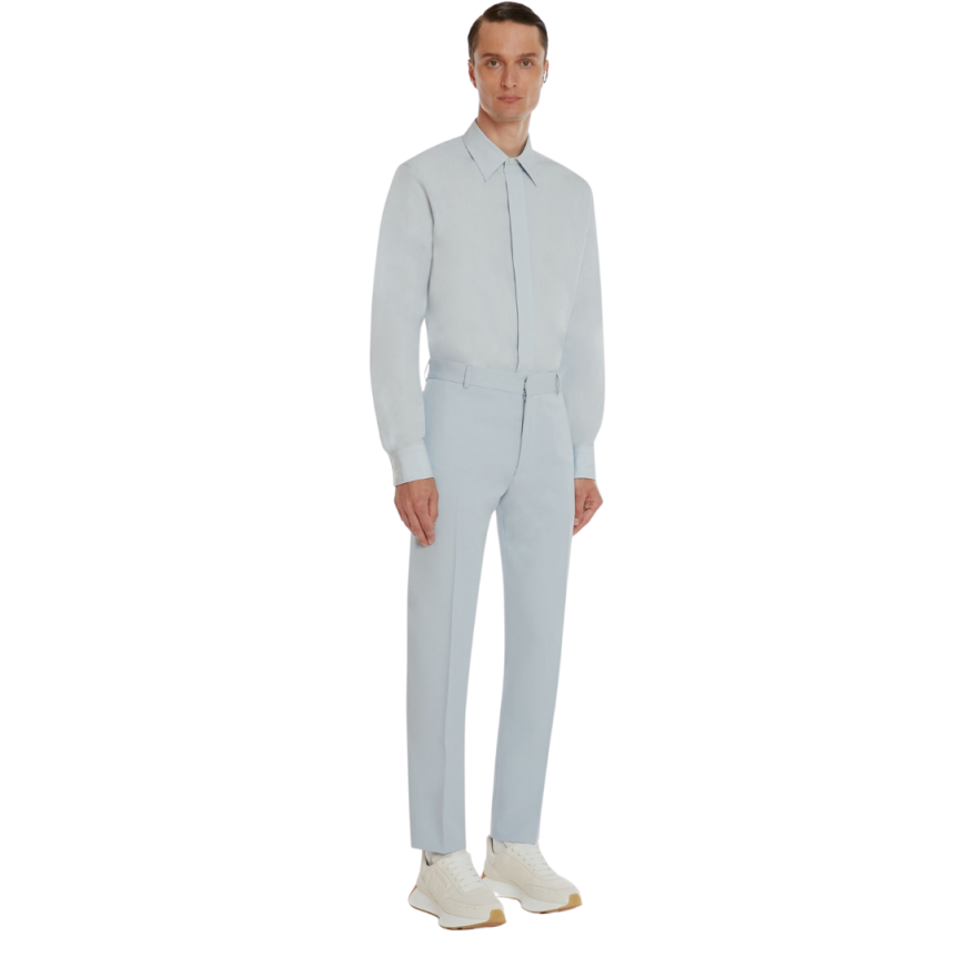 Chemise ALEXANDER MCQUEEN Popeline coton épaules Tombantes Bleu Nuage