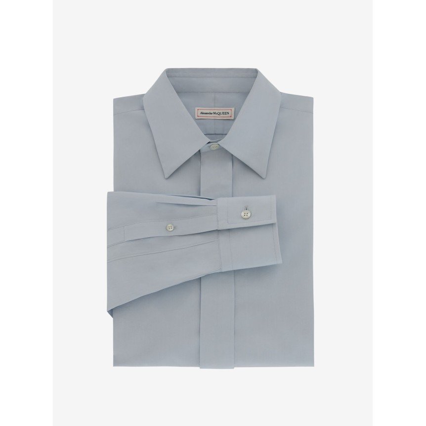 Chemise ALEXANDER MCQUEEN Popeline coton épaules Tombantes Bleu Nuage